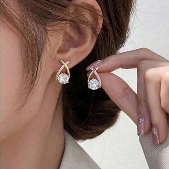 5 for $25 Crystal Gold Earrings - Picture 3 of 5